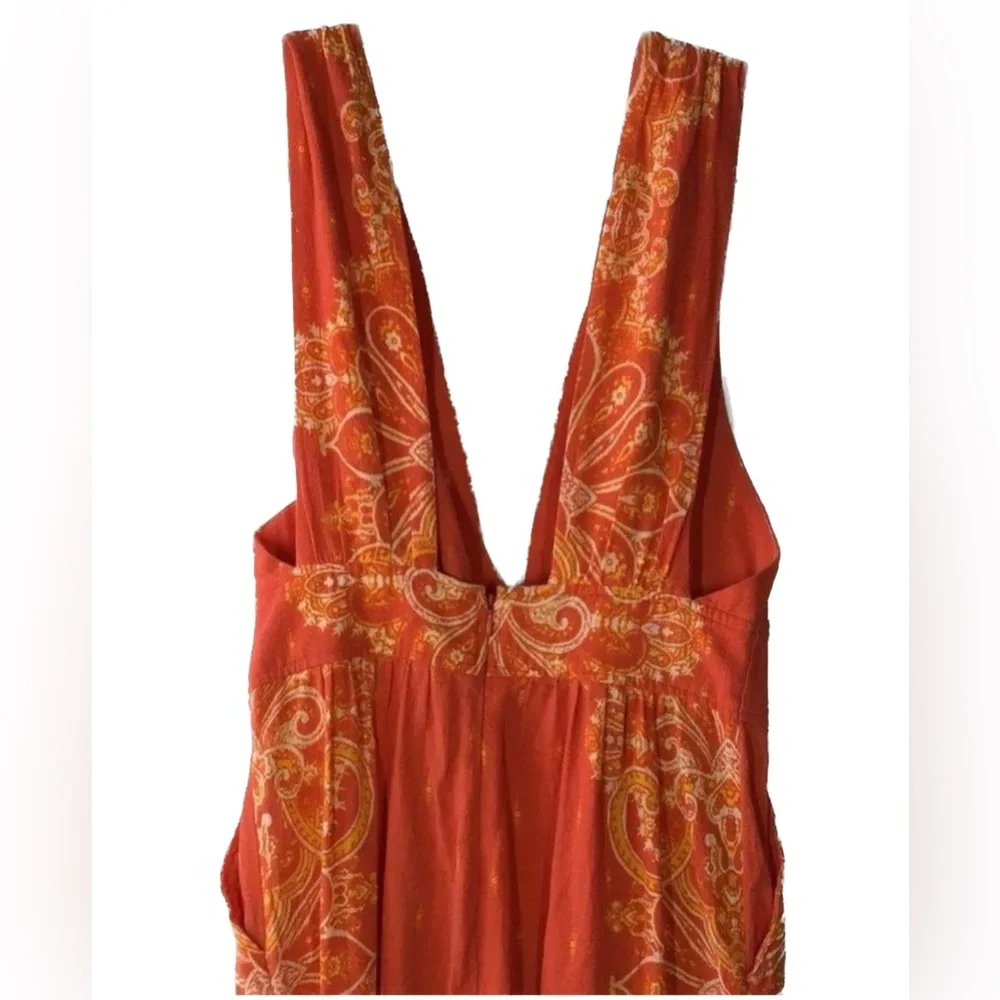 Free People’s Setting Sun Printed Orange Cropped Jumpsuit NWOT - Picture 10 of 12